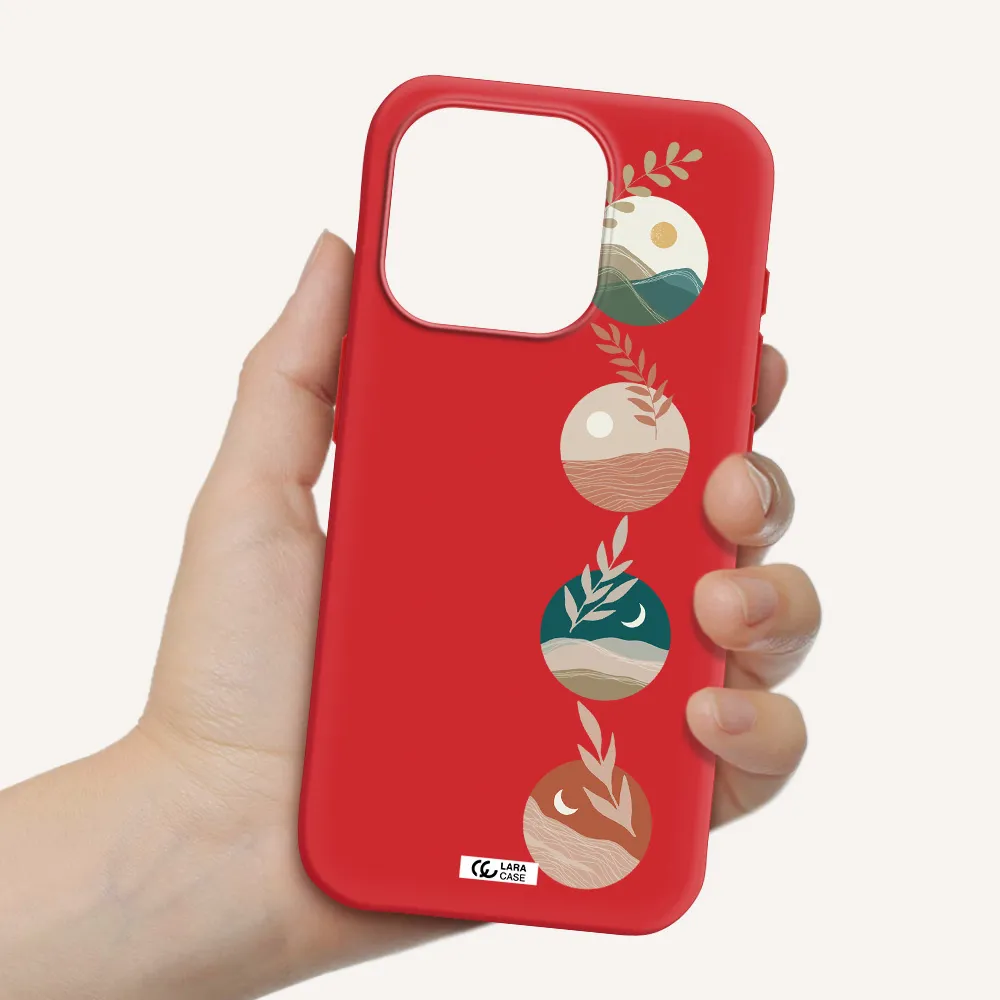 Natural Landscape Apple Iphone 15 Pro Silicone Imperial Red Case