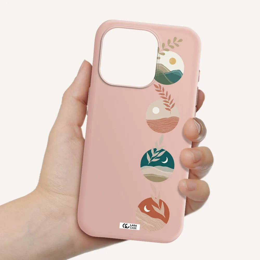 Natural Landscape Apple Iphone 15 Pro Silicone Pastel Pink Case
