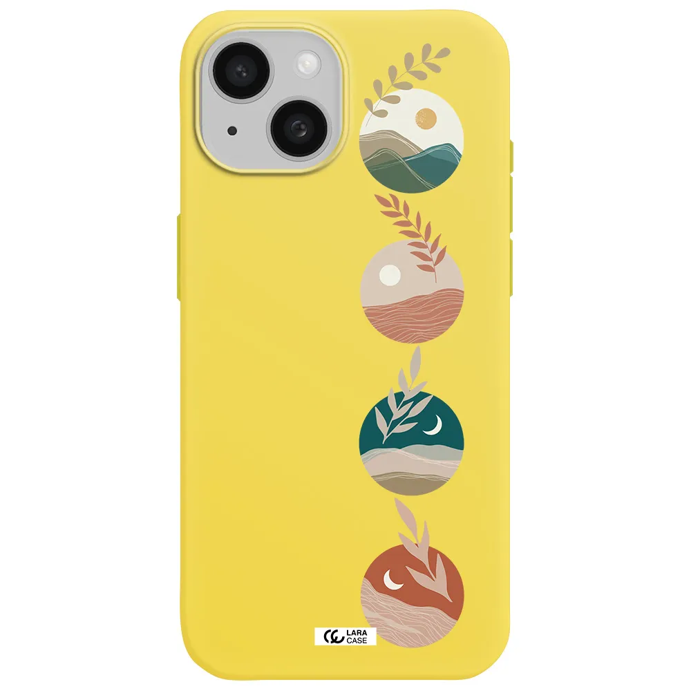 Natural Landscape Apple iPhone 15 Silicone canary yellow Case