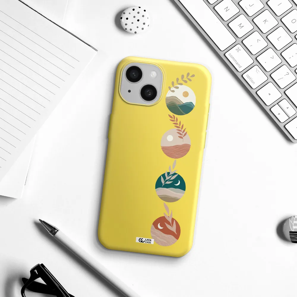 Natural Landscape Apple iPhone 15 Silicone canary yellow Case