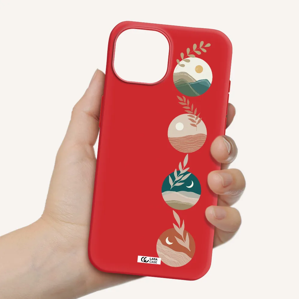 Natural Landscape Apple Iphone 15 Silicone Imperial Red Case