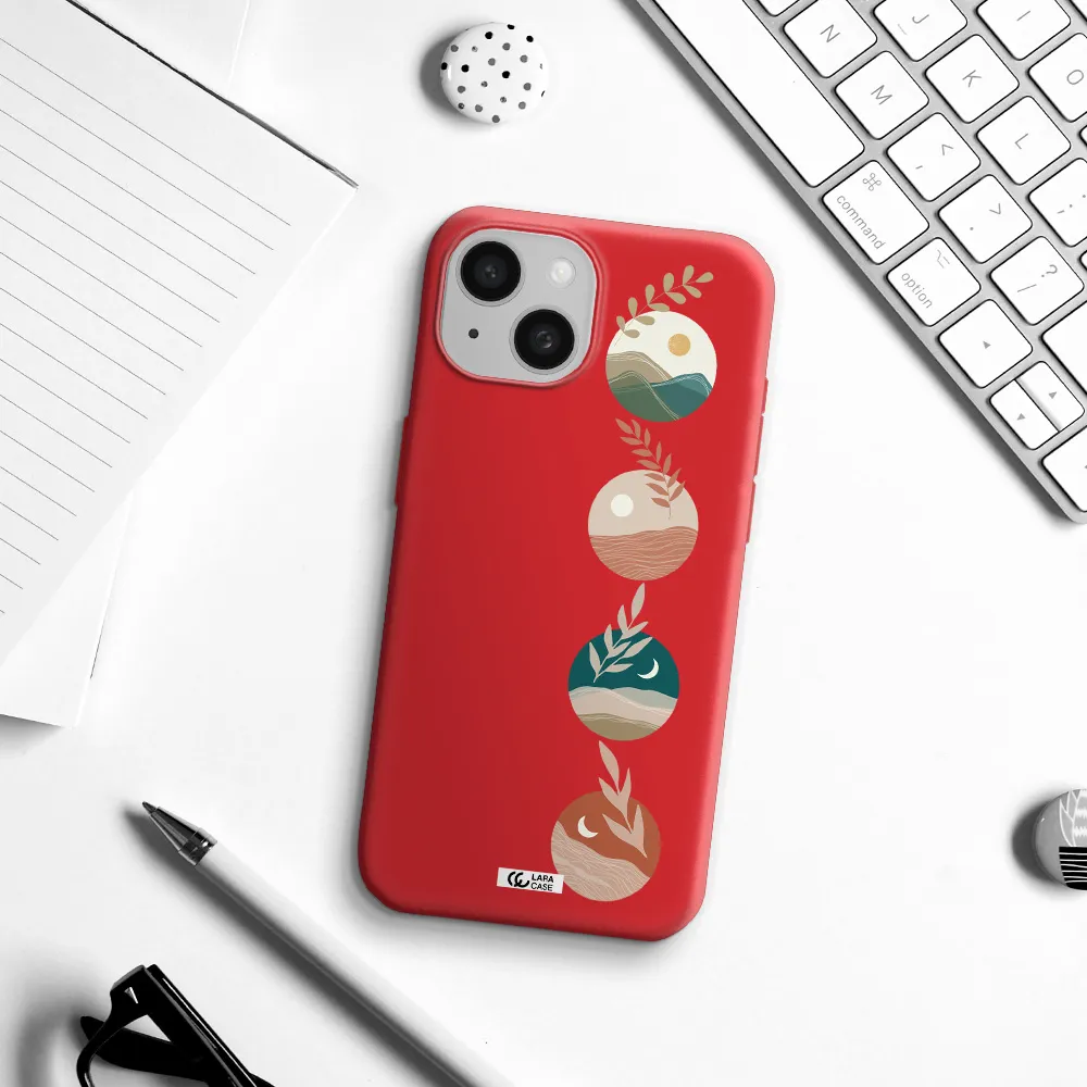 Natural Landscape Apple Iphone 15 Silicone Imperial Red Case