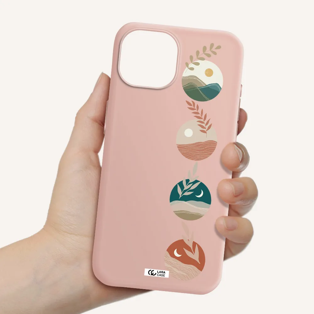 Natural Landscape Apple Iphone 15 Silicone Pastel Pink Case