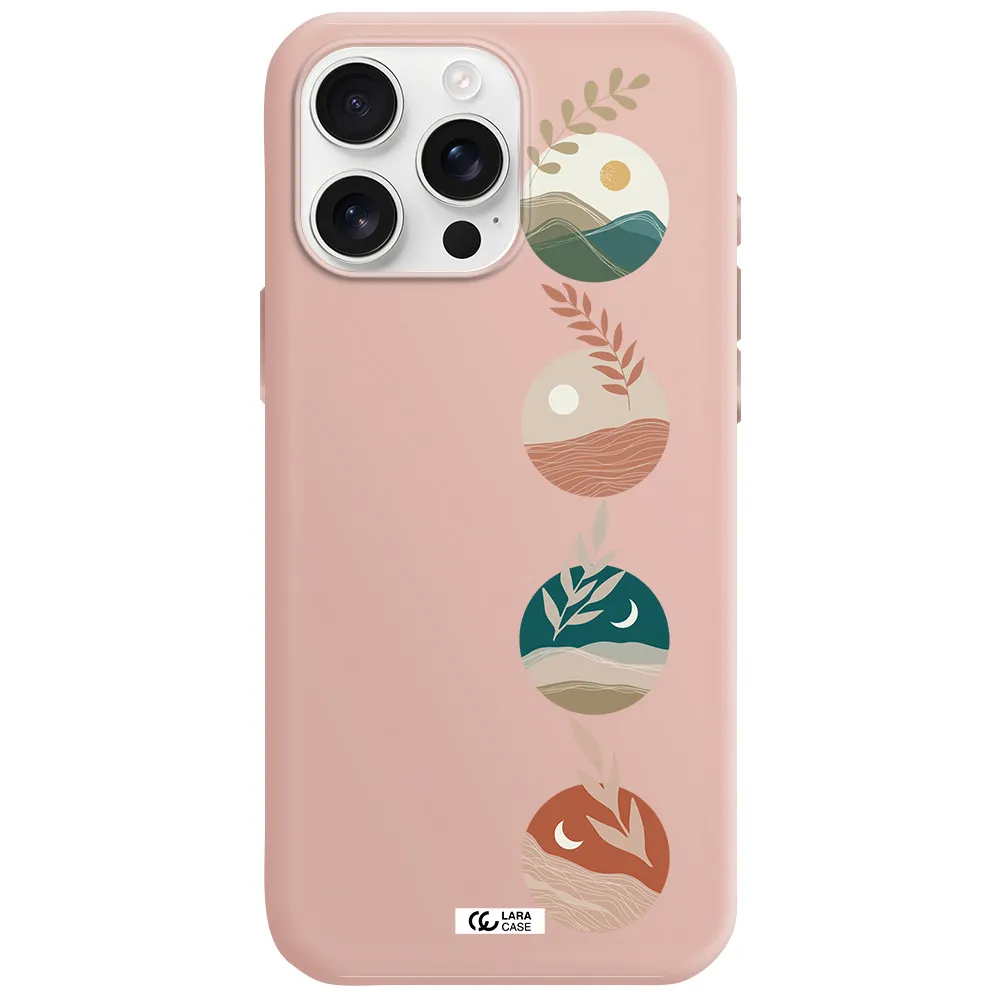 Natural Landscape Apple Iphone 16 Pro Max Silicone Pastel Pink Case