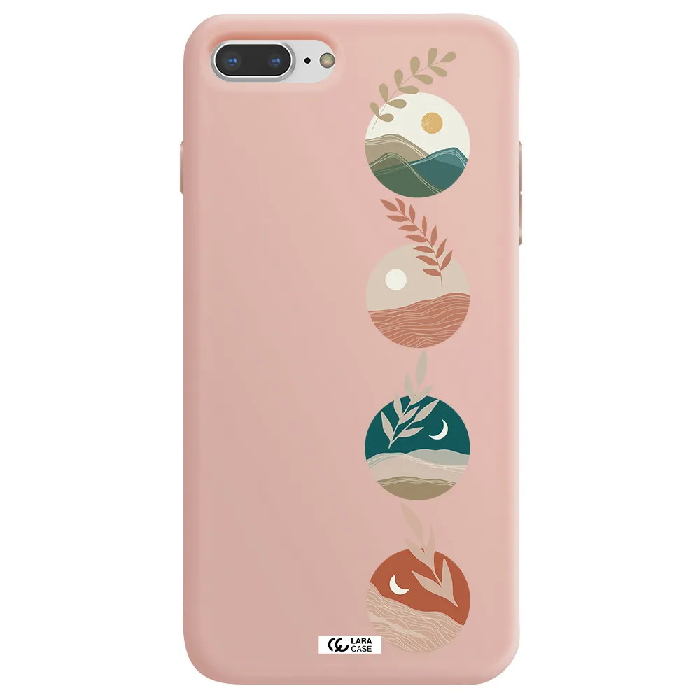 Natural Landscape Apple iPhone 8 plus Silicone pastel pink Case
