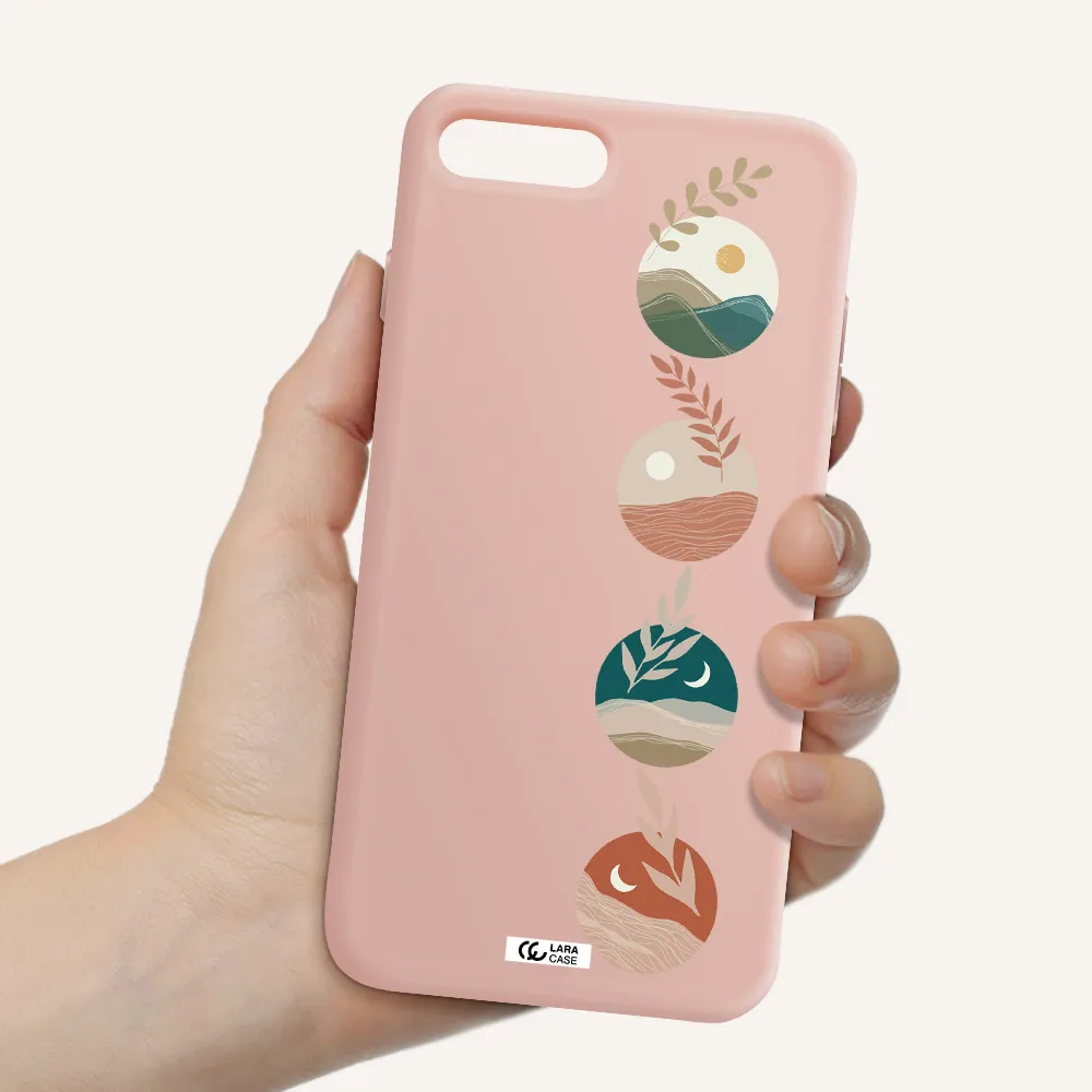 Natural Landscape Apple iPhone 8 plus Silicone pastel pink Case