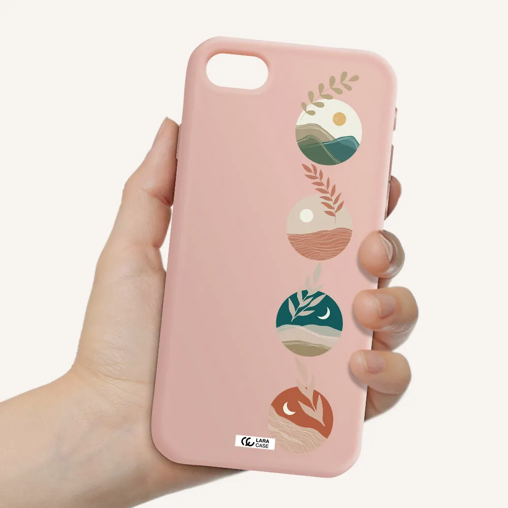 Natural Landscape Apple iPhone se 2020 Silicone pastel pink Case