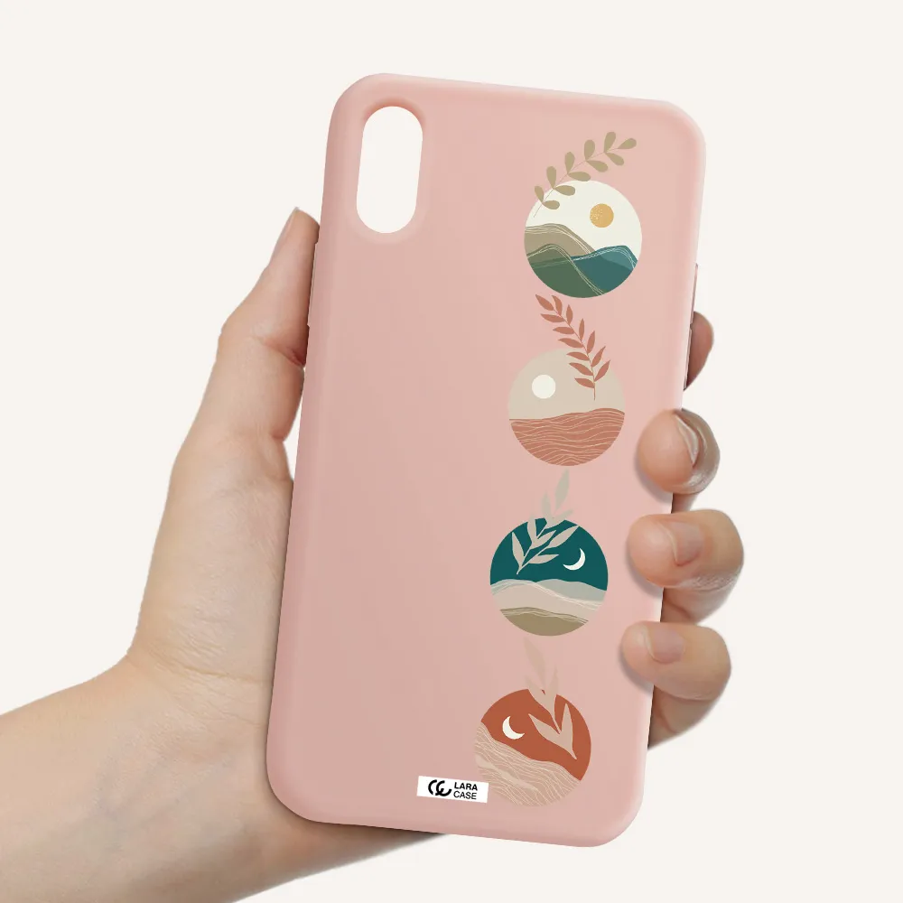 Natural Landscape Apple iPhone X Silicone pastel pink Case