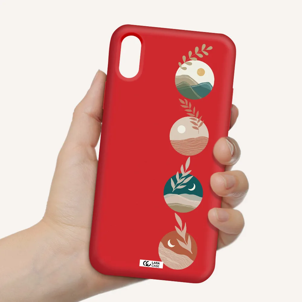 Natural Landscape Apple iPhone XS Silicone Imperial Red Case