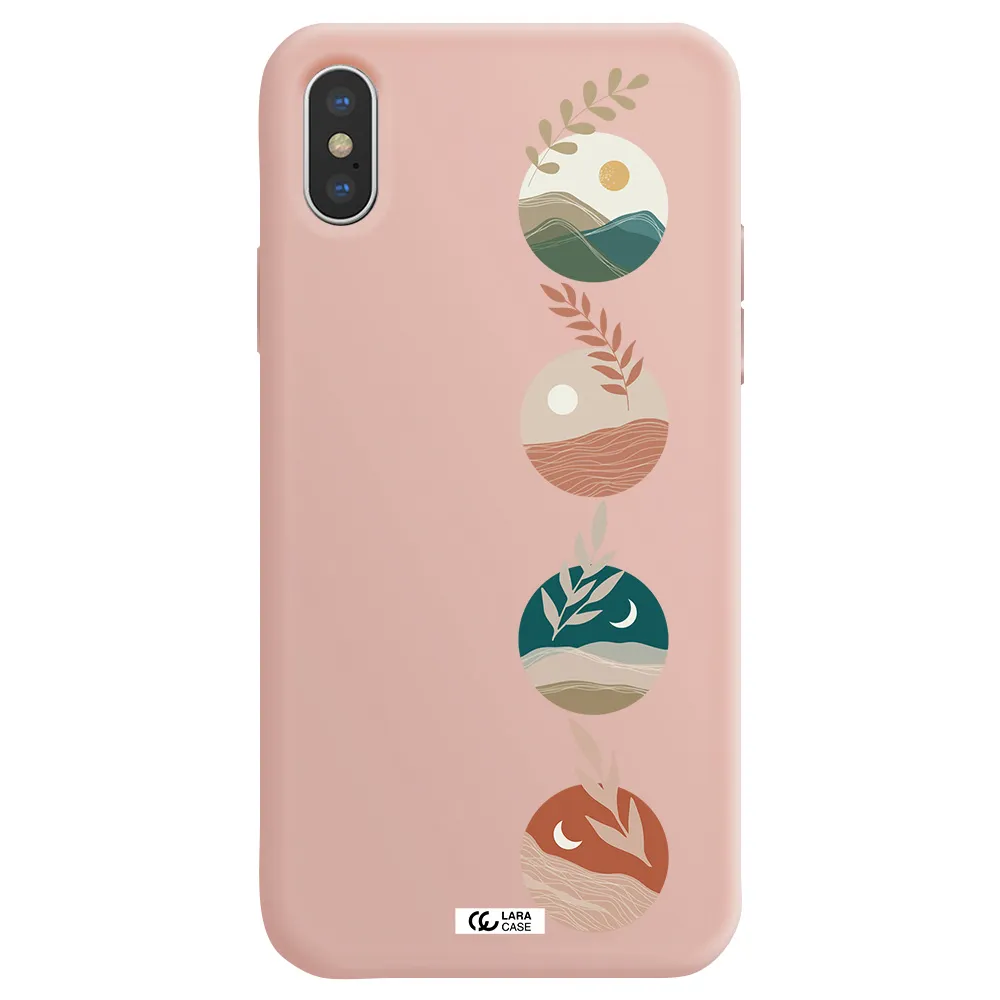 Natural Landscape Apple iPhone XS Silicone pastel pink Case
