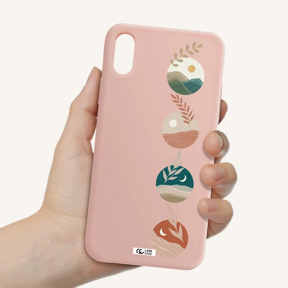 Natural Landscape Apple iPhone XS Silicone pastel pink Case