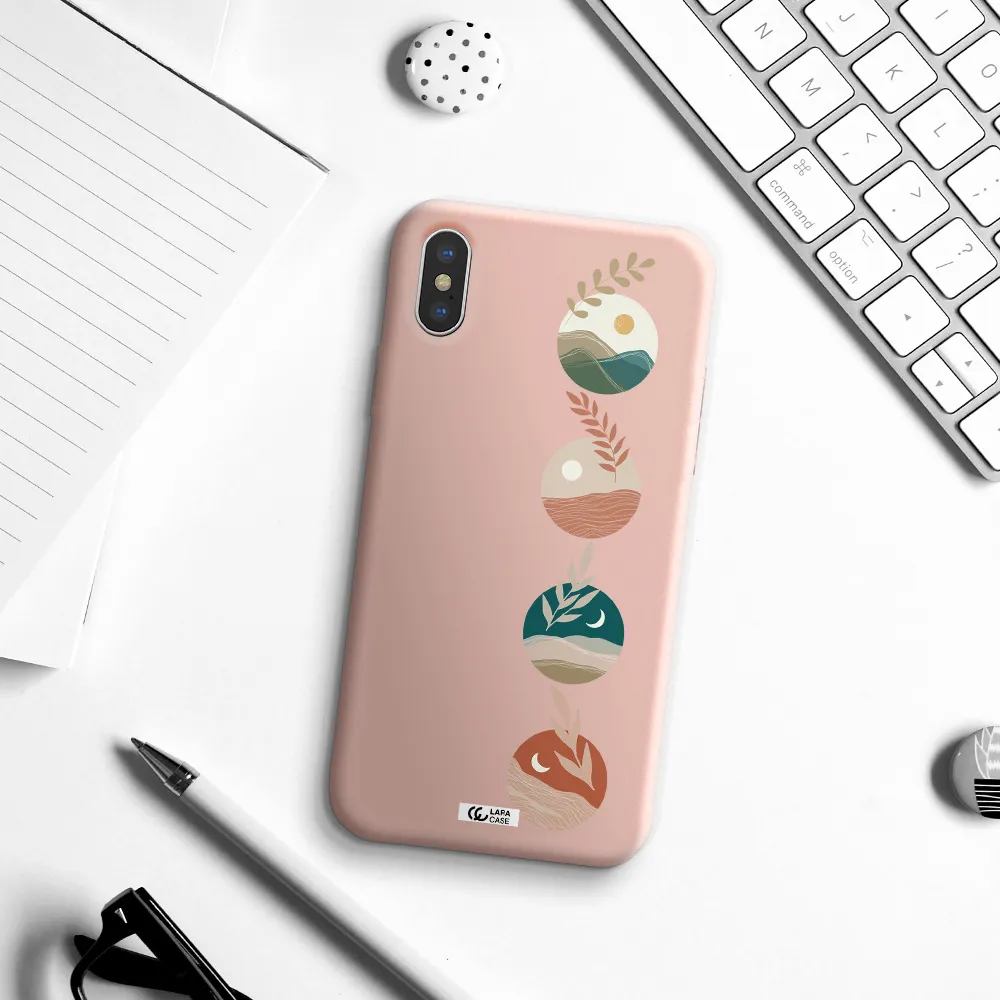 Natural Landscape Apple iPhone XS Silicone pastel pink Case