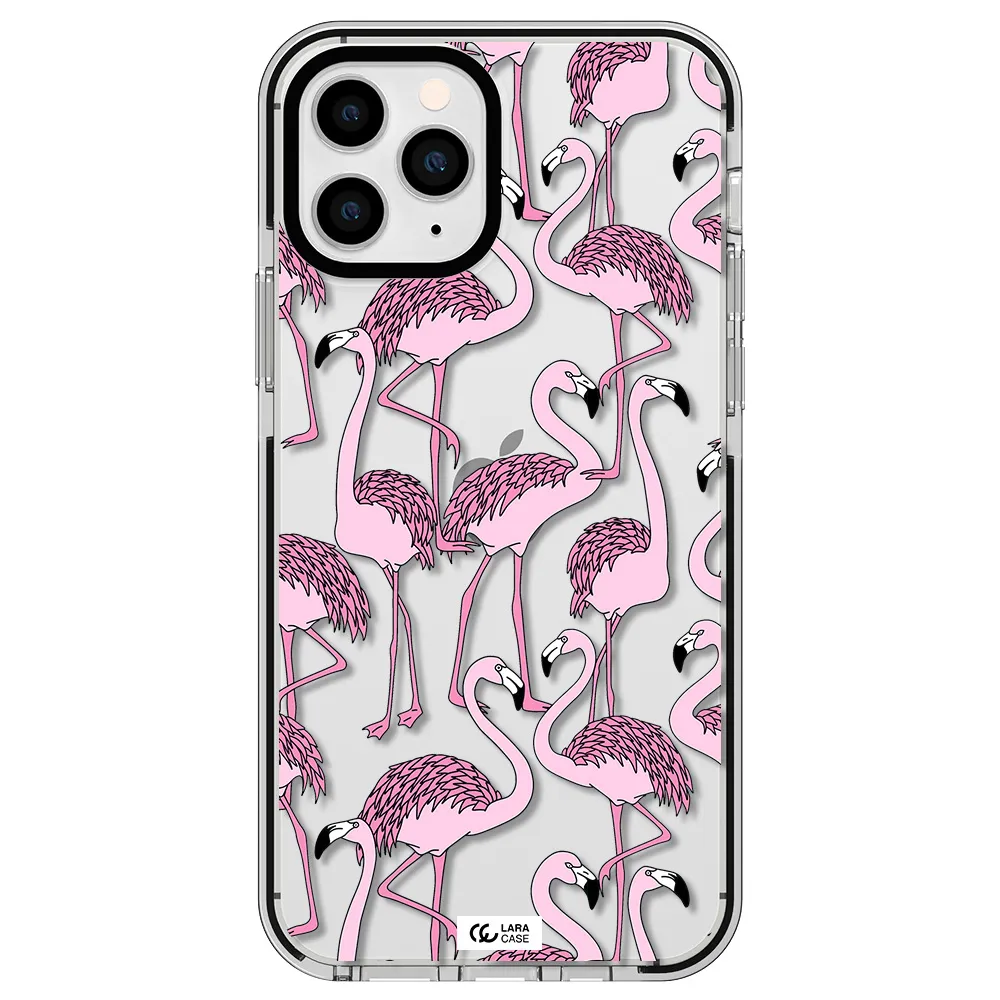Flamingo Apple iPhone 11 pro impact black border Case