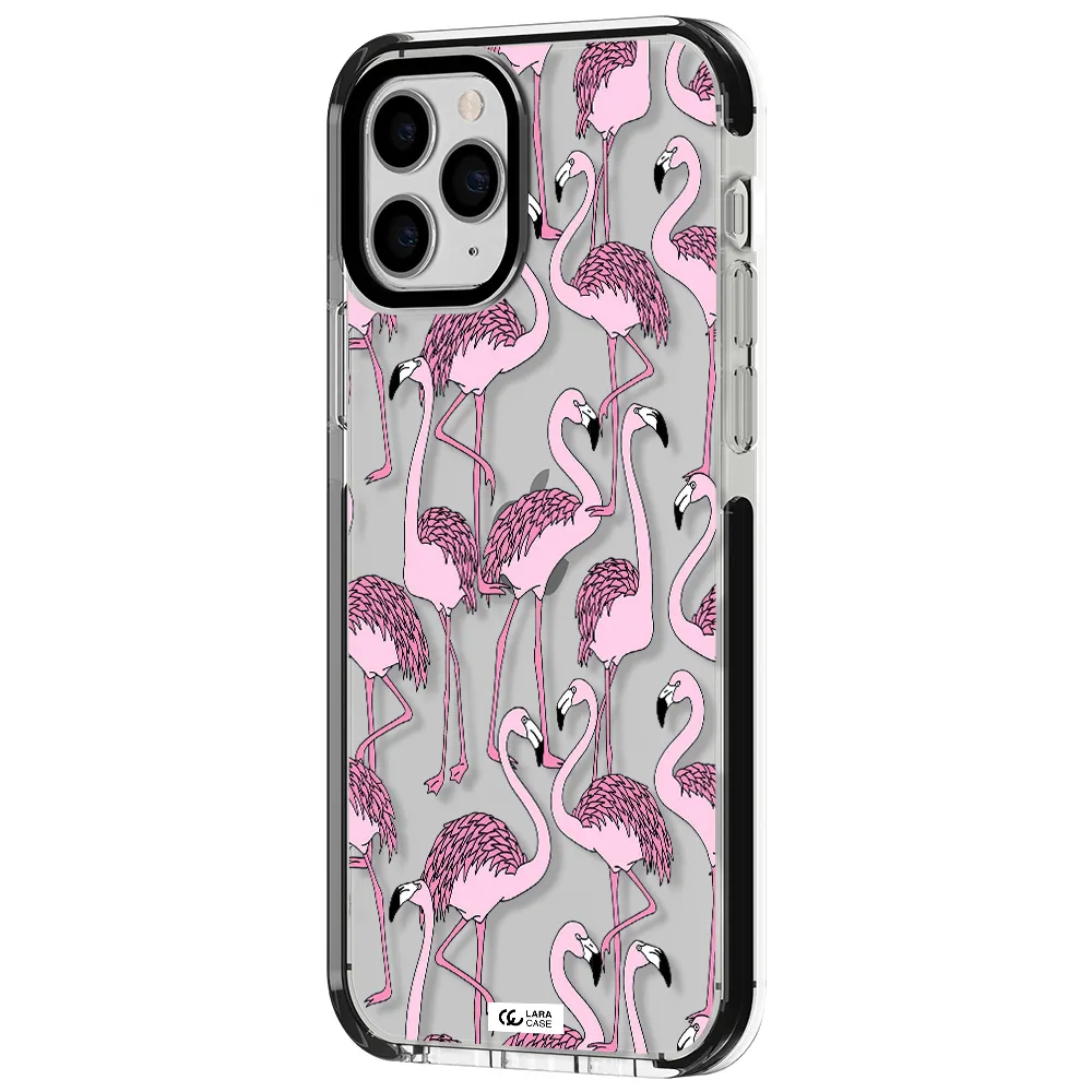 Flamingo Apple iPhone 11 pro impact black border Case