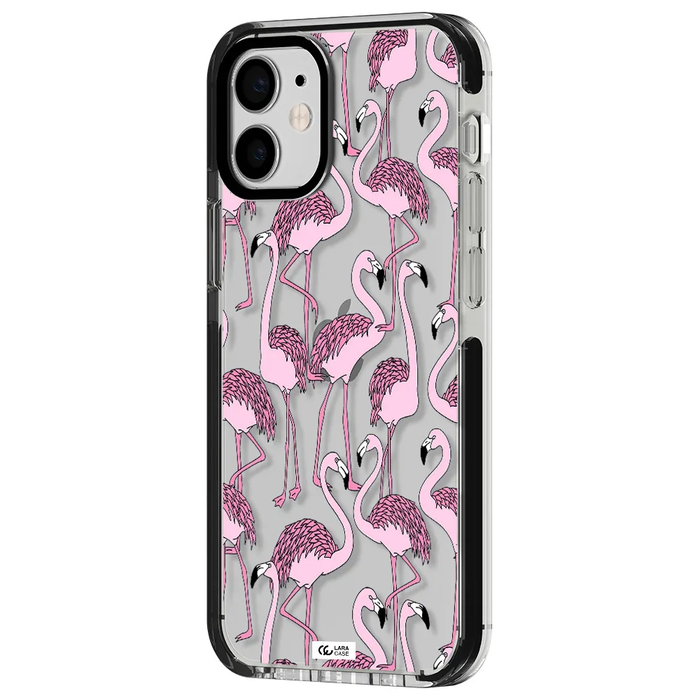 Flamingo Apple iPhone 12 mini impact black border Case