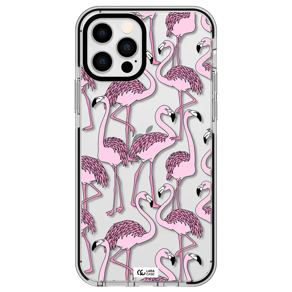 Flamingo Apple iPhone 12 pro impact black border Case
