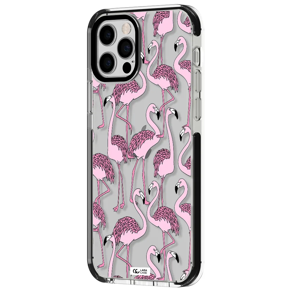 Flamingo Apple iPhone 12 pro impact black border Case