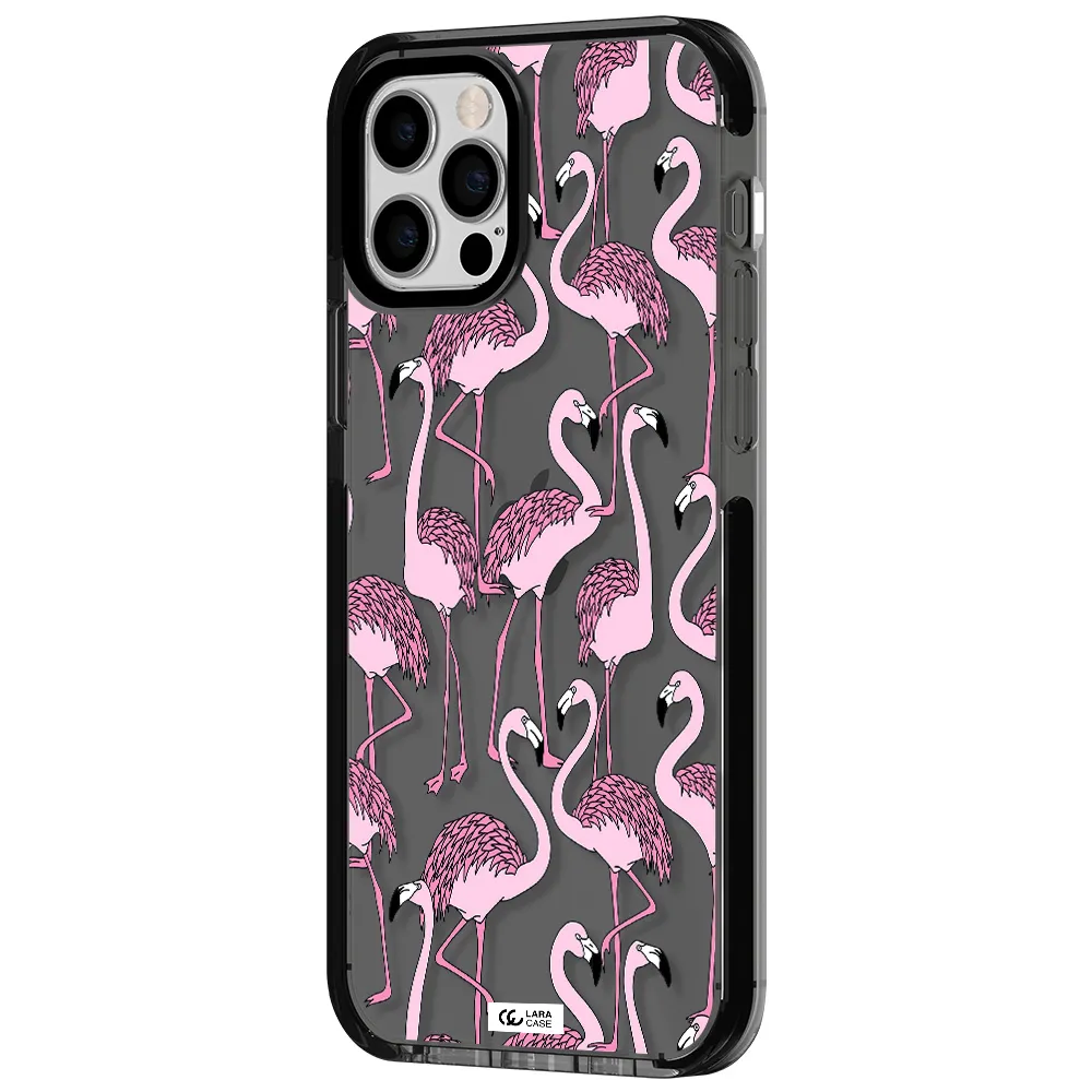 Flamingo Apple iPhone 12 pro impact Smoke Black Case