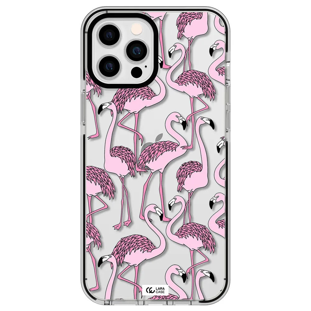 Flamingo Apple iPhone 12 pro max impact black border Case