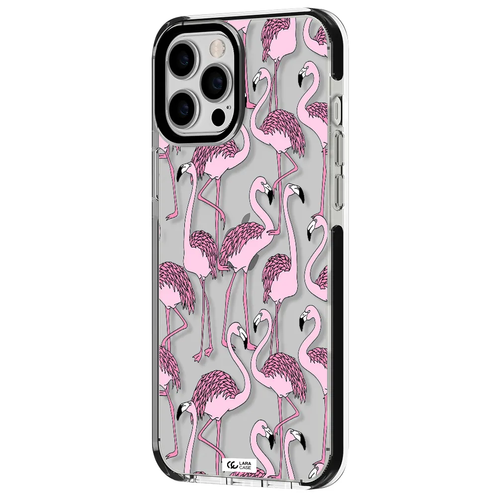 Flamingo Apple iPhone 12 pro max impact black border Case