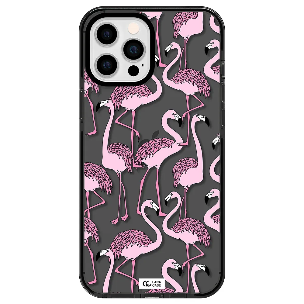 Flamingo Apple iPhone 12 pro max impact Smoke Black Case