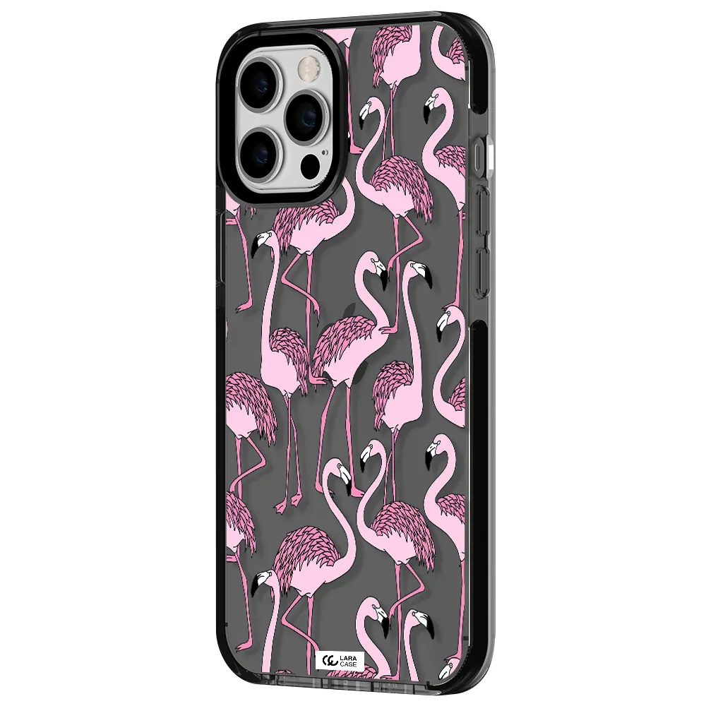 Flamingo Apple iPhone 12 pro max impact Smoke Black Case