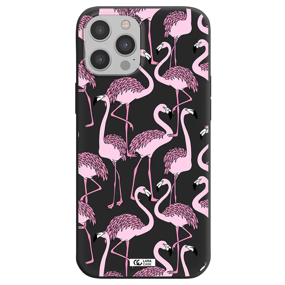 Flamingo Apple iPhone 12 pro max Silicone black Case