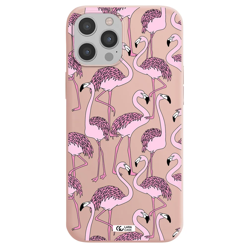 Flamingo Apple iPhone 12 pro Silicone pastel pink Case