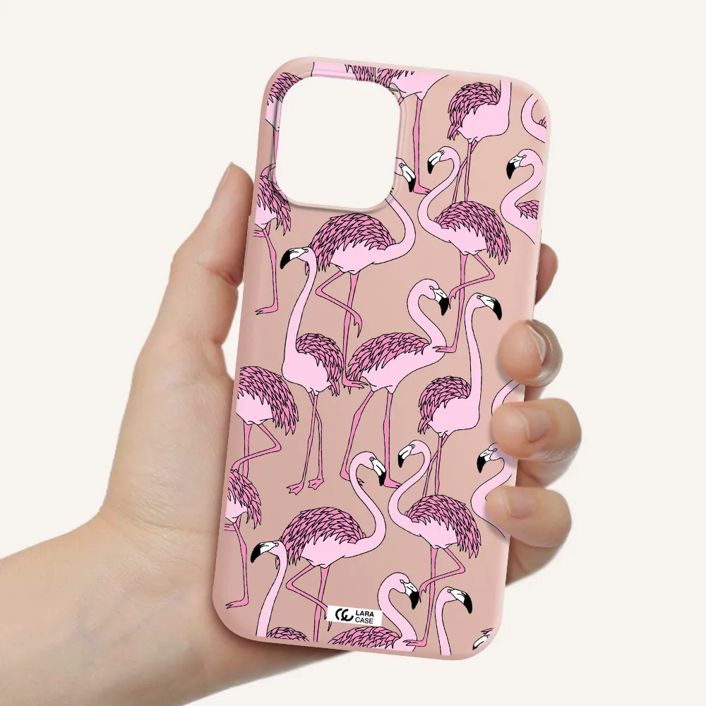Flamingo Apple iPhone 12 pro Silicone pastel pink Case