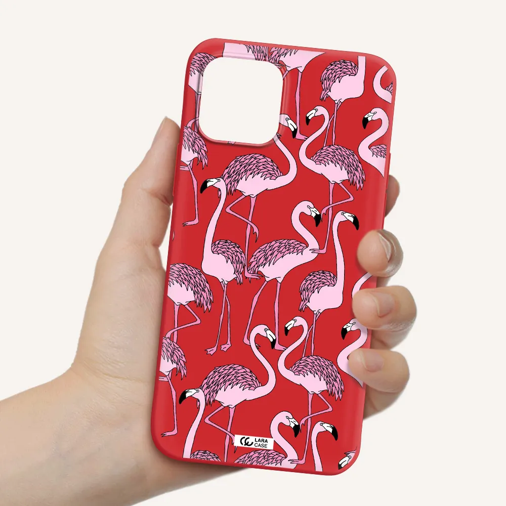 Flamingo Apple iPhone 12 Silicone Imperial Red Case
