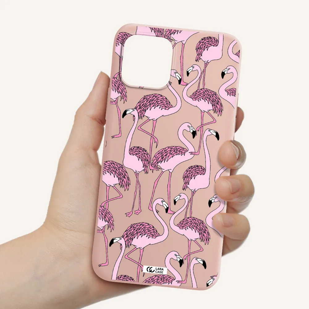 Flamingo Apple iPhone 12 Silicone pastel pink Case