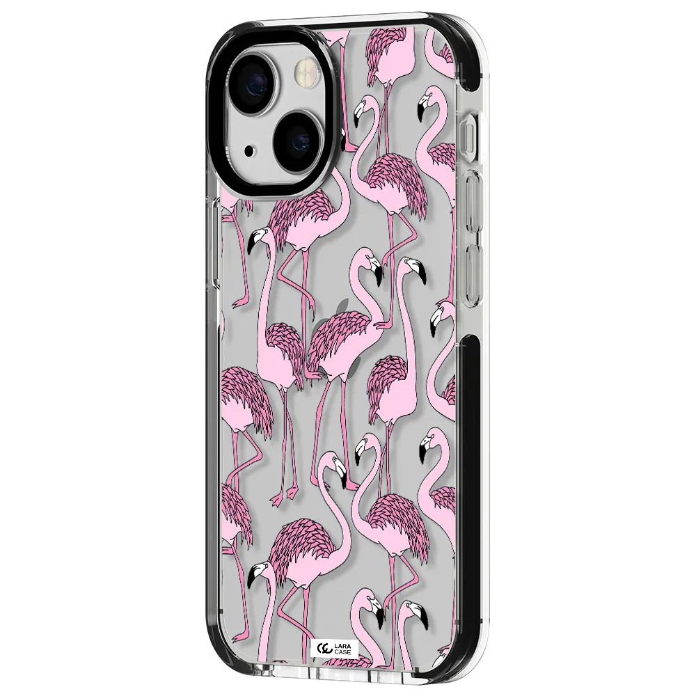 Flamingo Apple iPhone 13 mini impact black border Case