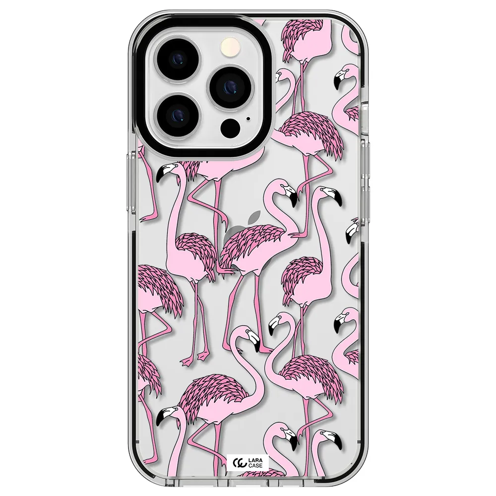 Flamingo Apple iPhone 13 Pro impact black border Case