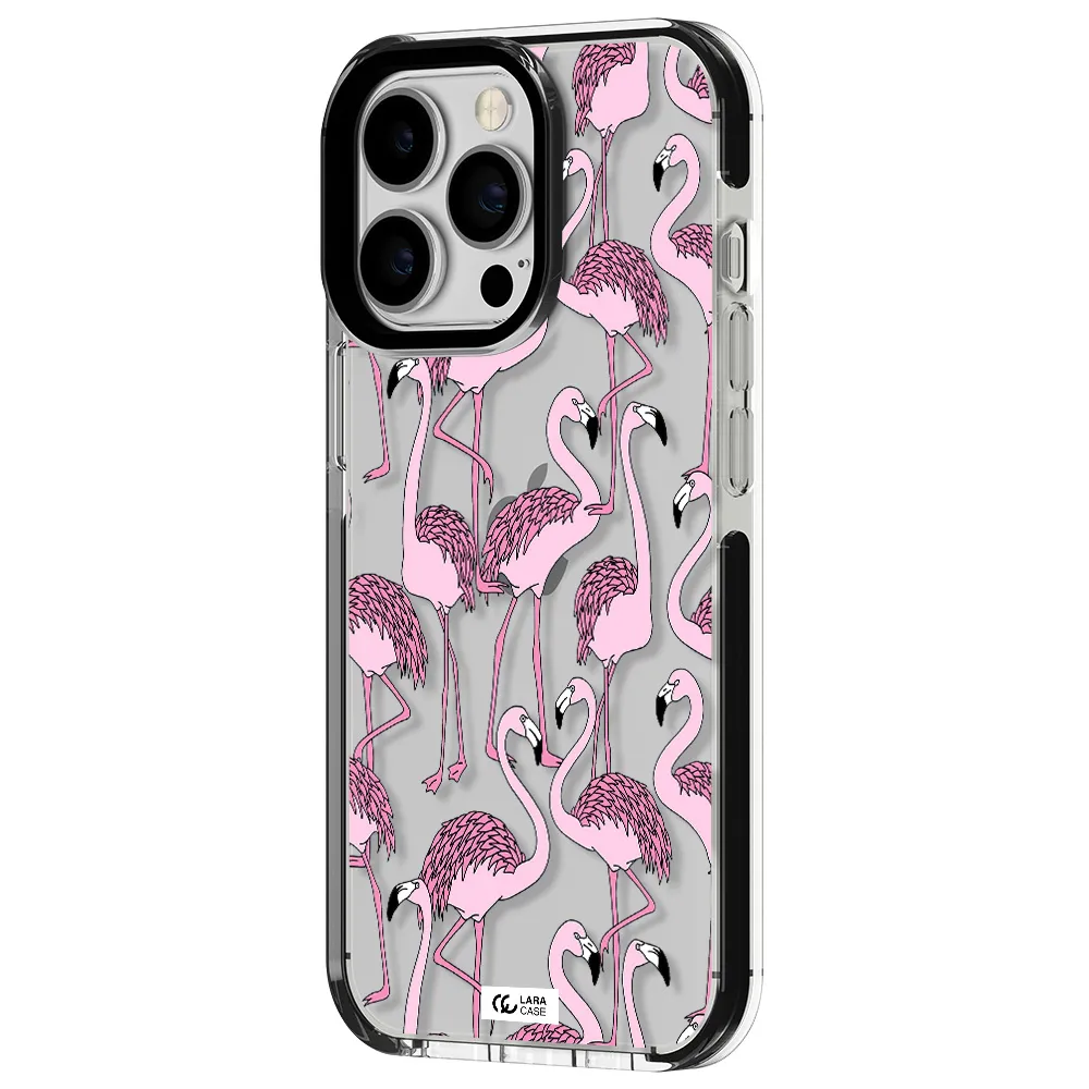 Flamingo Apple iPhone 13 Pro impact black border Case