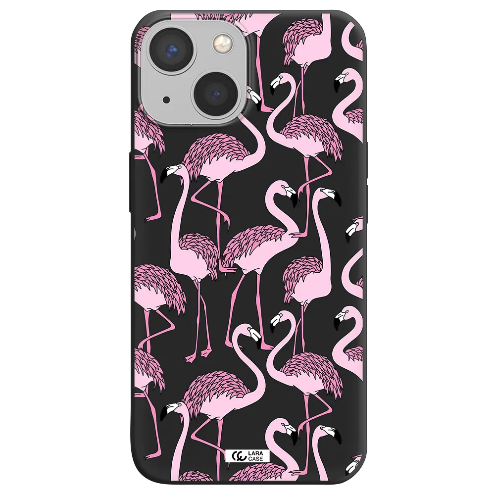 Flamingo Apple iPhone 13 Silicone black Case