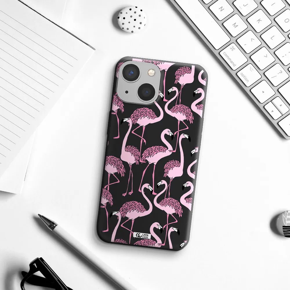 Flamingo Apple iPhone 13 Silicone black Case