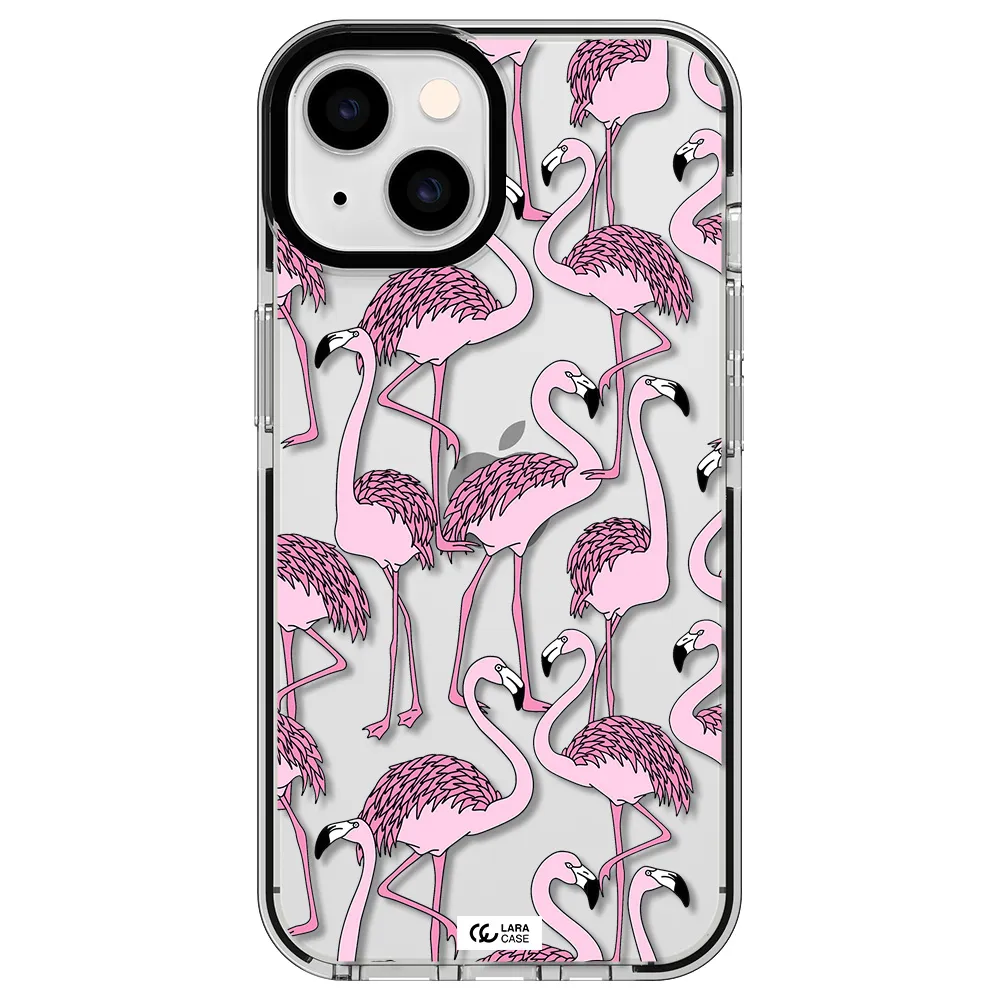 Flamingo Apple iPhone 14 impact black border Case
