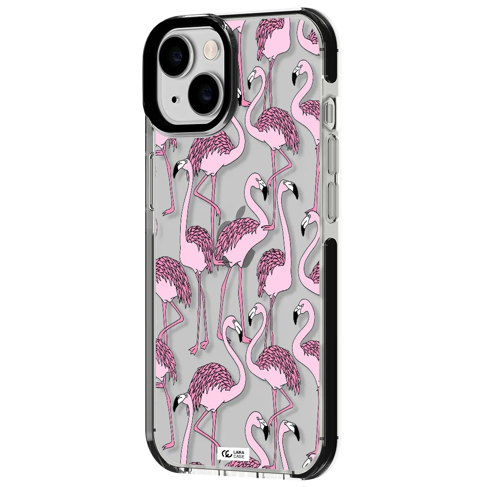 Flamingo Apple iPhone 14 impact black border Case
