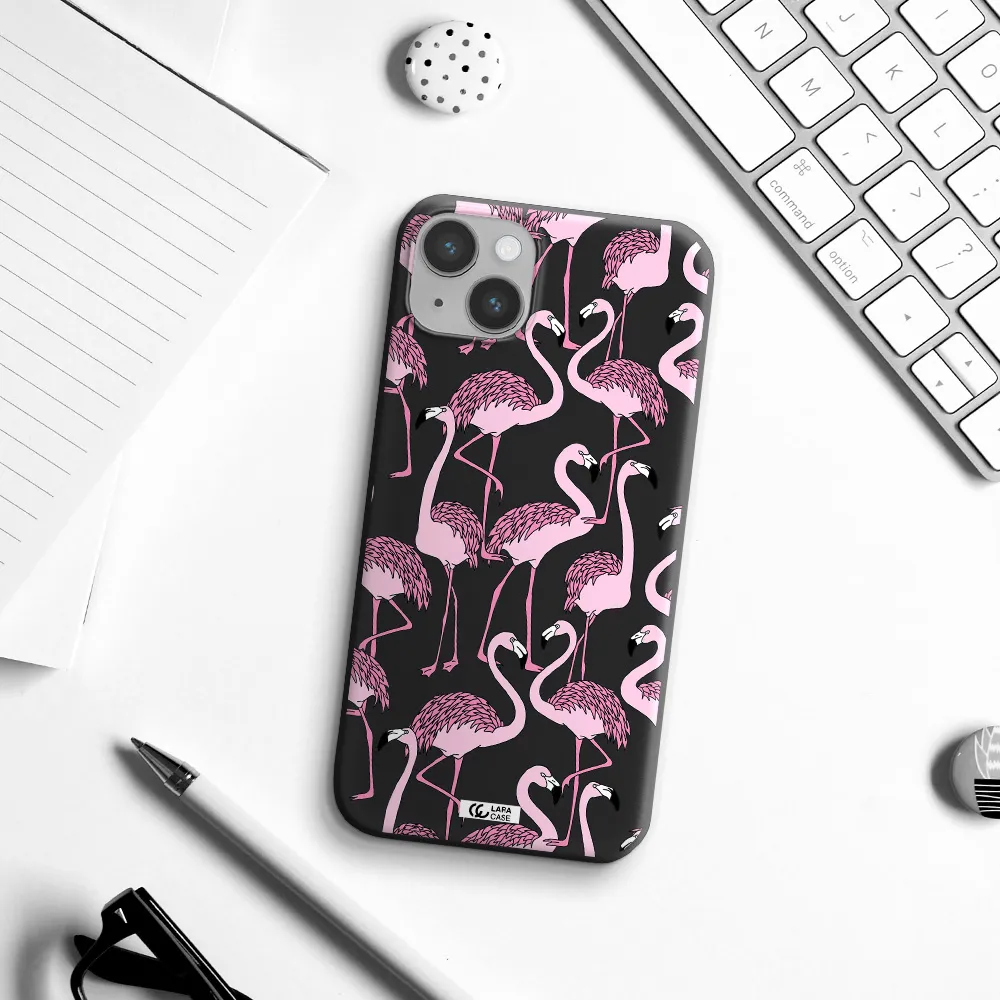Flamingo Apple iPhone 14 plus Silicone black Case