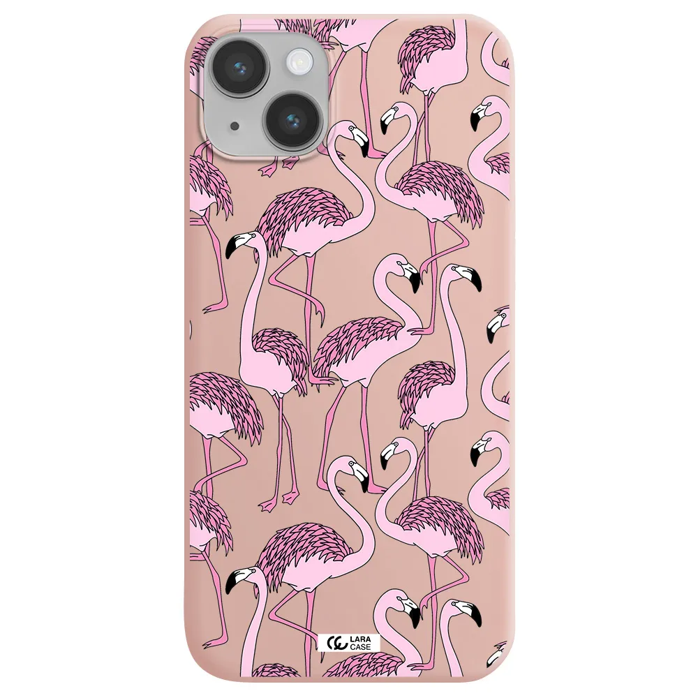 Flamingo Apple iPhone 14 plus Silicone pastel pink Case