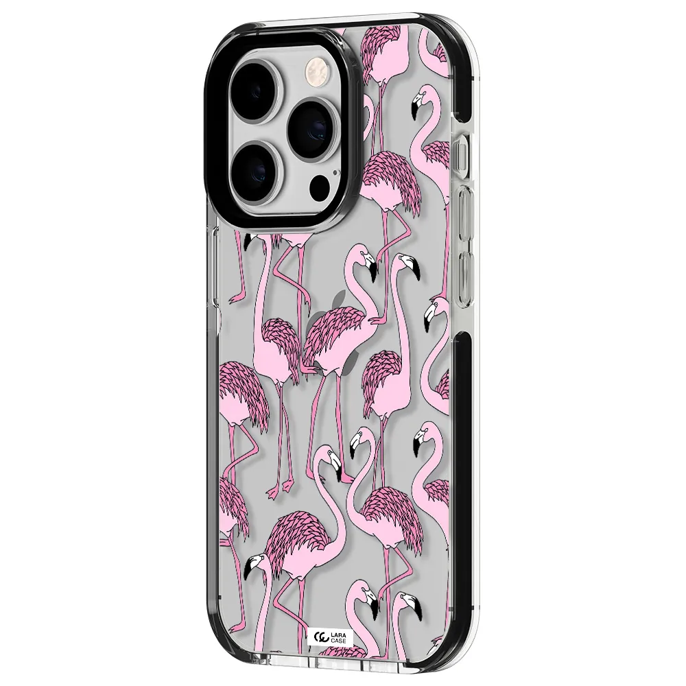 Flamingo Apple iPhone 14 pro impact black border Case