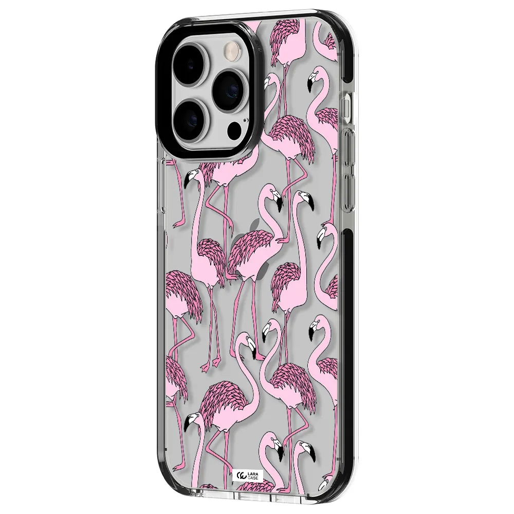 Flamingo Apple iPhone 14 pro max impact black border Case