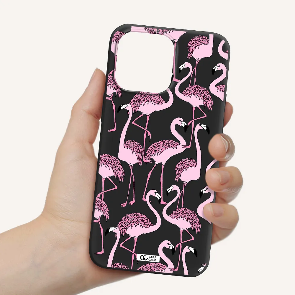 Flamingo Apple iPhone 14 pro max Silicone black Case