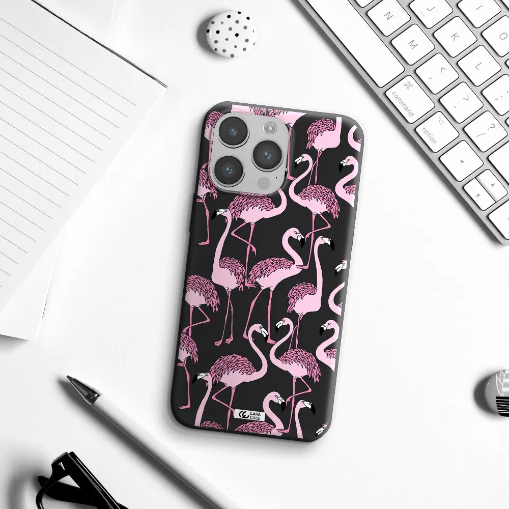 Flamingo Apple iPhone 14 pro max Silicone black Case
