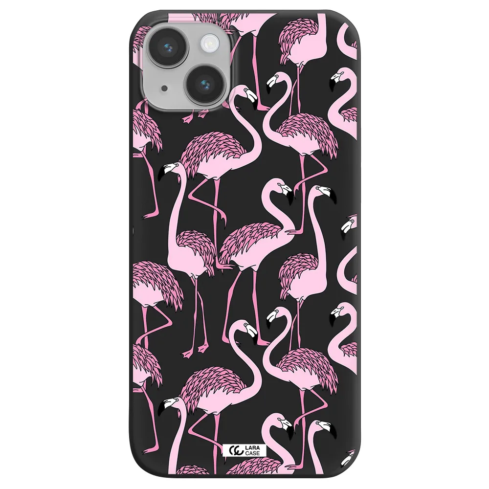 Flamingo Apple iPhone 14 Silicone black Case