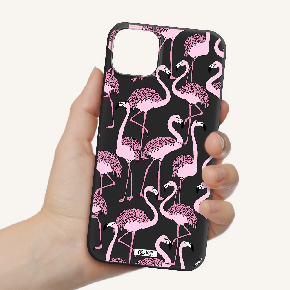 Flamingo Apple iPhone 14 Silicone black Case