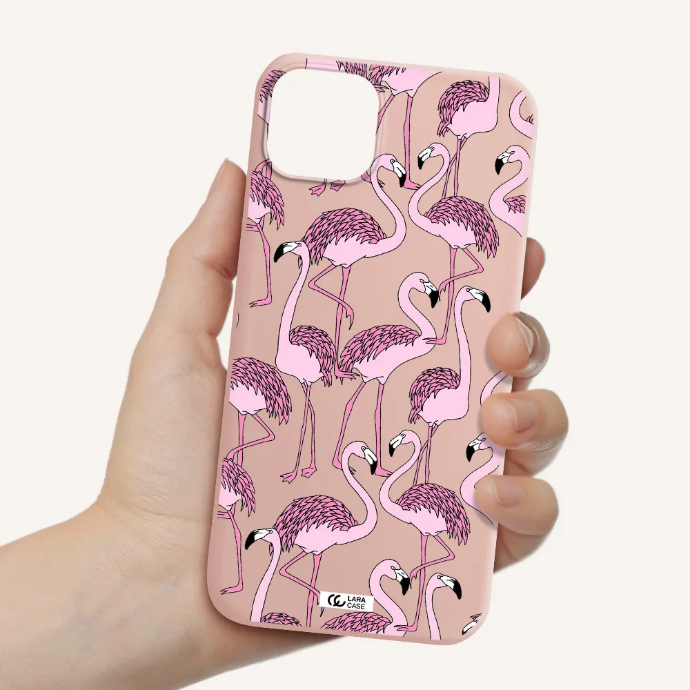 Flamingo Apple iPhone 14 Silicone pastel pink Case