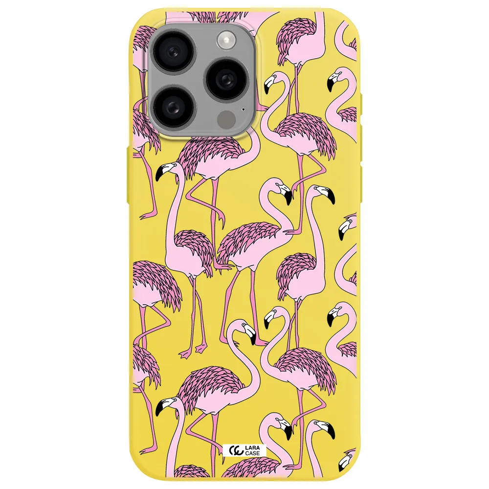 Flamingo Apple Iphone 15 Pro max Silicone canary yellow Case