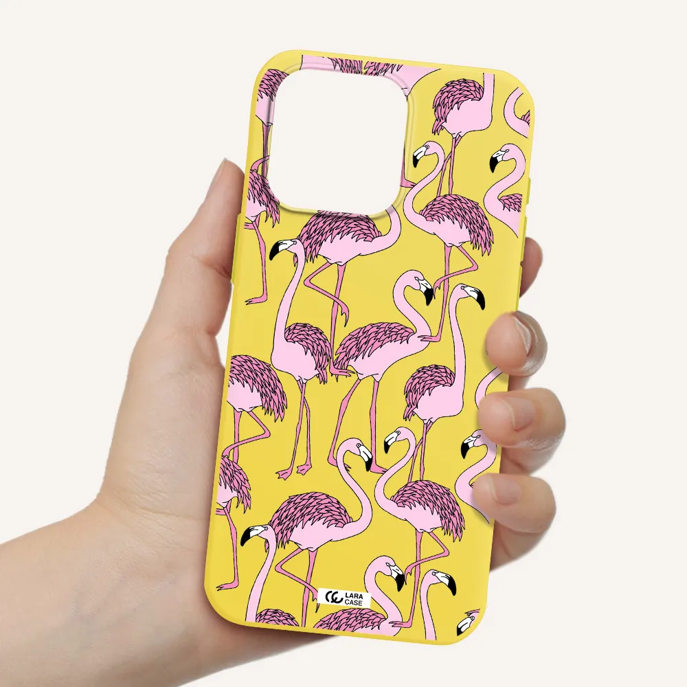 Flamingo Apple Iphone 15 Pro max Silicone canary yellow Case