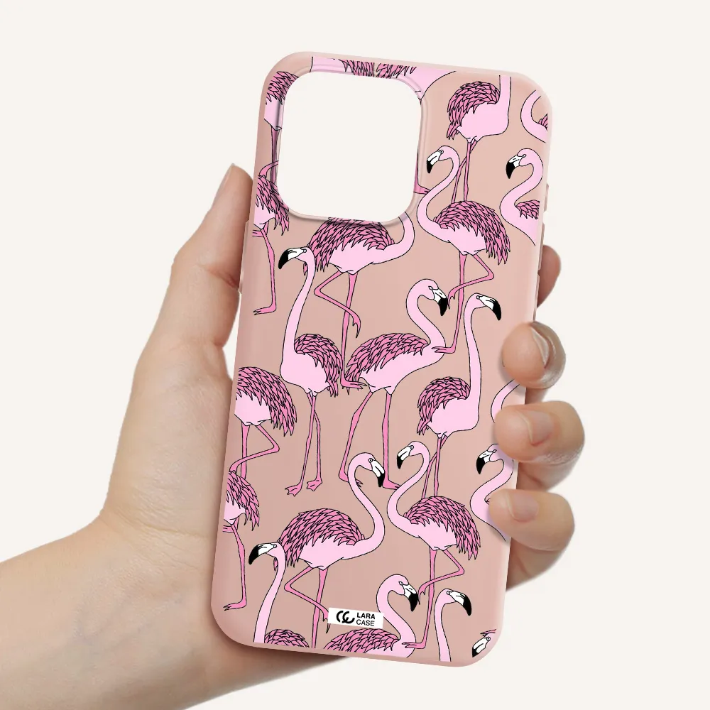 Flamingo Apple Iphone 15 Pro max Silicone pastel pink Case